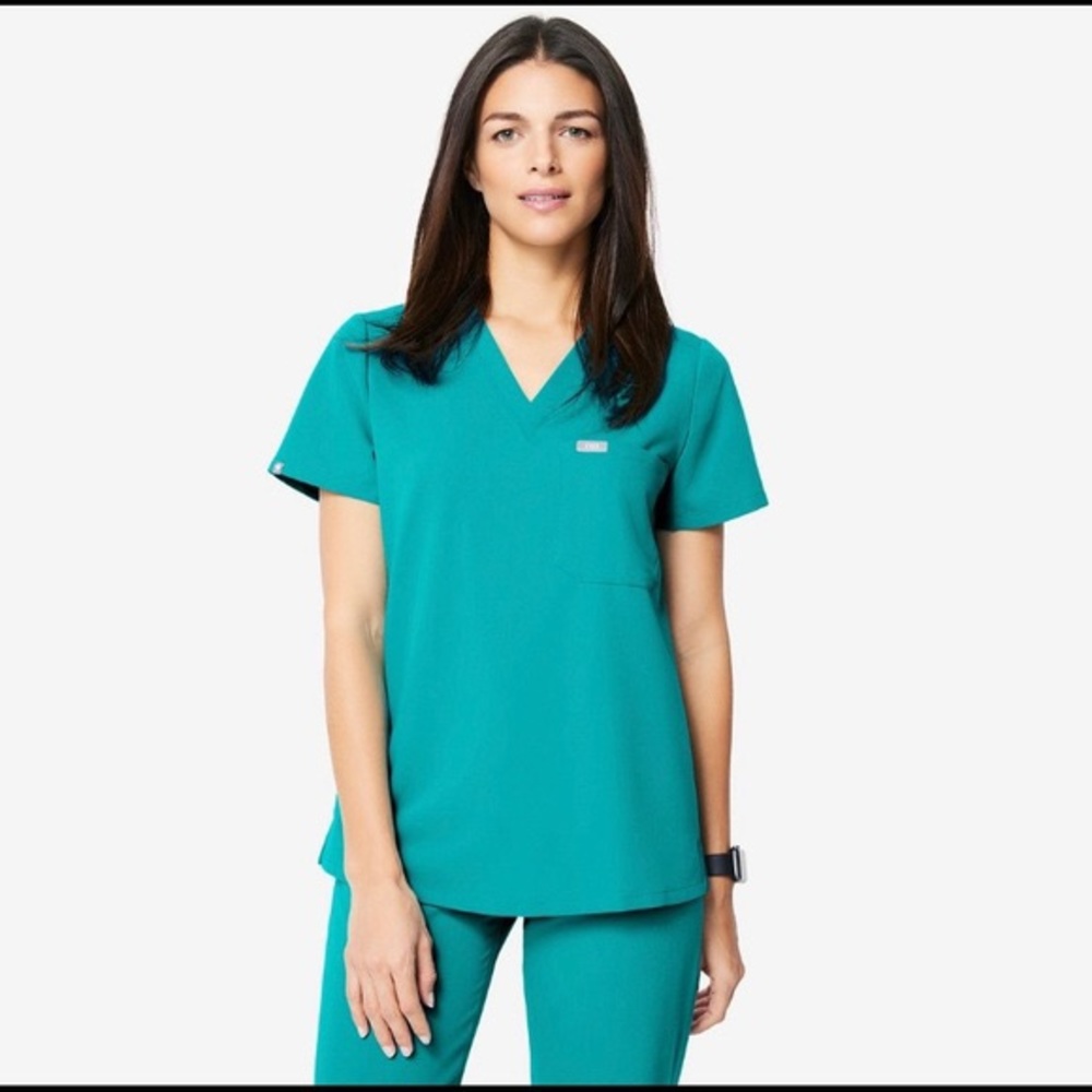 Figs Teal scrub top